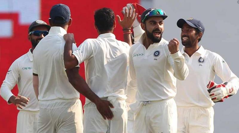 Virat Kohli is ecstatic after getting the wicket of Sadeera Samarawickrama. (Photo: BCCI) Virat Kohli is ecstatic after getting the wicket of Sadeera Samarawickrama. (Photo: BCCI)