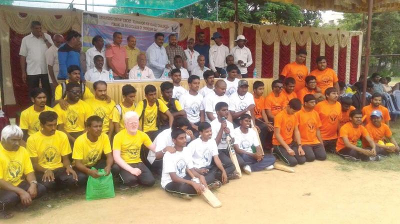 Members of Deepanjali Trust participate in a cricket match for the visually impaired. Members of Deepanjali Trust participate in a cricket match for the visually impaired.