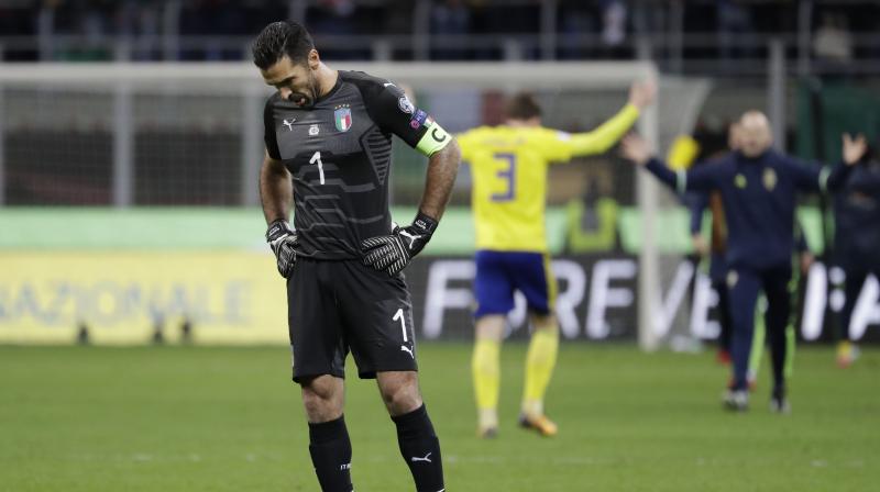 Buffon made his debut for the Azzurri as a 19-year-old in a 1998 World Cup play-off victory over Russia, but his last match saw him fail in his bid to become the first man to play in six World Cups. (Photo:AP) Buffon made his debut for the Azzurri as a 19-year-old in a 1998 World Cup play-off victory over Russia, but his last match saw him fail in his bid to become the first man to play in six World Cups. (Photo:AP)