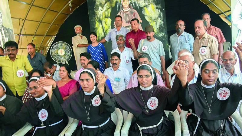 Five nuns had protested near the Kerala High Court at Kochi for 13 days, demanding the arrest of the bishop who was accused of repeatedly raping a nun. (Photo: File) Five nuns had protested near the Kerala High Court at Kochi for 13 days, demanding the arrest of the bishop who was accused of repeatedly raping a nun. (Photo: File)