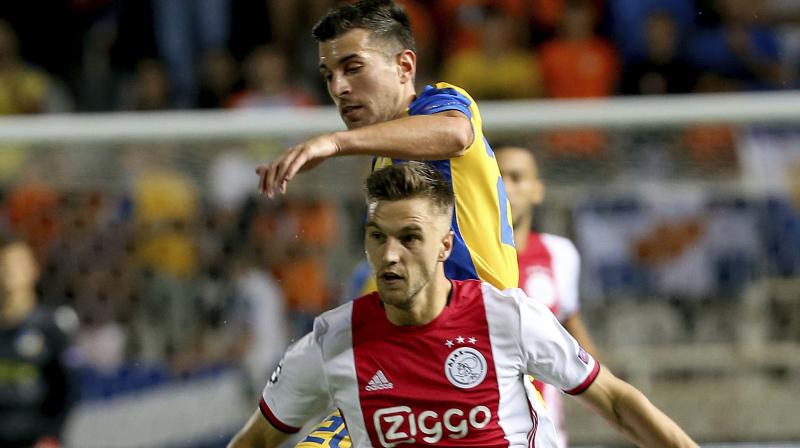 Ajax started strongly but APOEL came close to winning the game in the last half hour, with Andrija Pavlovic heading against the bar and Ajax goalkeeper André Onana forced to make excellent saves. (Photo:AP) Ajax started strongly but APOEL came close to winning the game in the last half hour, with Andrija Pavlovic heading against the bar and Ajax goalkeeper André Onana forced to make excellent saves. (Photo:AP)