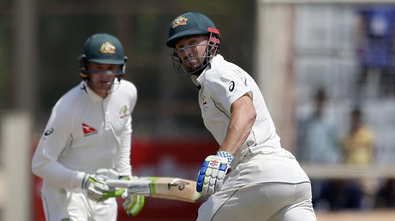 Australia, who began their second innings 152 runs adrift of the hosts, were in deep trouble after being reduced to 63-4 in Ranchi before Peter Handscomb (72 not out) and Shaun Marsh (53) put on 124 for the fifth wicket. (Photo: AP) Australia, who began their second innings 152 runs adrift of the hosts, were in deep trouble after being reduced to 63-4 in Ranchi before Peter Handscomb (72 not out) and Shaun Marsh (53) put on 124 for the fifth wicket. (Photo: AP)