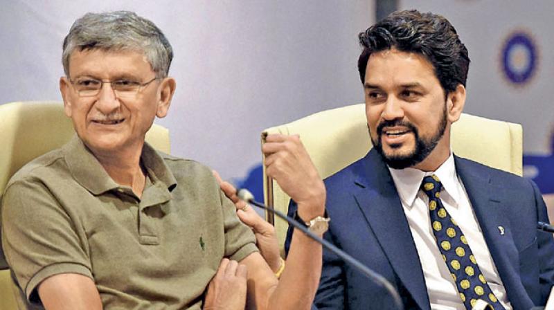 A file photo of BCCI secretary Ajay Shirke (left) and president Anurag Thakur. (Photo: AP) A file photo of BCCI secretary Ajay Shirke (left) and president Anurag Thakur. (Photo: AP)