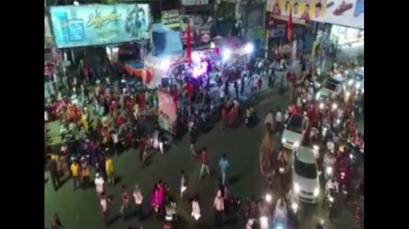 Uttar Pradesh Police used drone cameras to aerially monitor the Kanwariyas' movement. (Photo: ANI) Uttar Pradesh Police used drone cameras to aerially monitor the Kanwariyas' movement. (Photo: ANI)