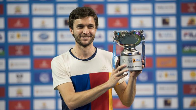 : It was first-time lucky for unseeded Frenchman Gilles Simon who beat South Africa's Kevin Anderson 7-6(4), 6-2 to lift the inaugural Tata Maharashtra Open at Balewadi Sports Complex in Pune on Saturday.(Photo: PTI) : It was first-time lucky for unseeded Frenchman Gilles Simon who beat South Africa's Kevin Anderson 7-6(4), 6-2 to lift the inaugural Tata Maharashtra Open at Balewadi Sports Complex in Pune on Saturday.(Photo: PTI)