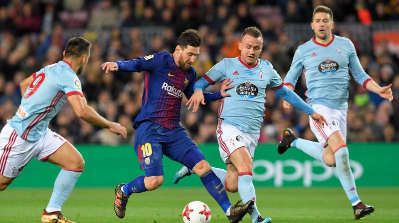Lionel Messi scored in the 13th and 15th minute oto help Barcelona cruise to victory. (Photo:AP) Lionel Messi scored in the 13th and 15th minute oto help Barcelona cruise to victory. (Photo:AP)