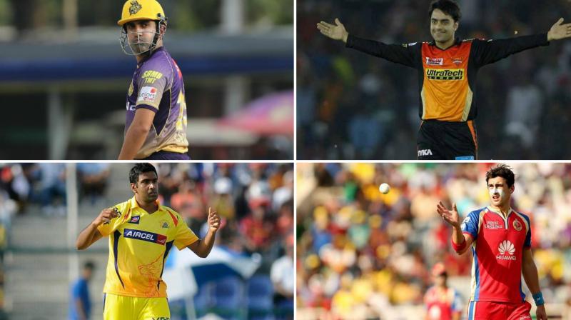 Gautam Gambhir, R Ashwin, Mitchell Starc and Rashid Khan have set their base price at Rs 2 crore. (Photo: BCCI) Gautam Gambhir, R Ashwin, Mitchell Starc and Rashid Khan have set their base price at Rs 2 crore. (Photo: BCCI)