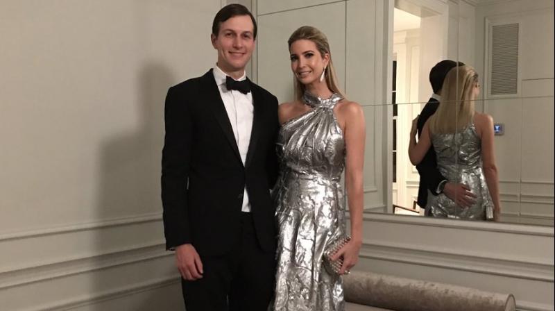 Ivanka Trump and her husband Jared Kushner were dressed to the nines, were she was pictured wearing a USD 5000 Carolina Herrera-designed metallic silver gown. (Photo: Twitter/Ivanka Trump) Ivanka Trump and her husband Jared Kushner were dressed to the nines, were she was pictured wearing a USD 5000 Carolina Herrera-designed metallic silver gown. (Photo: Twitter/Ivanka Trump)