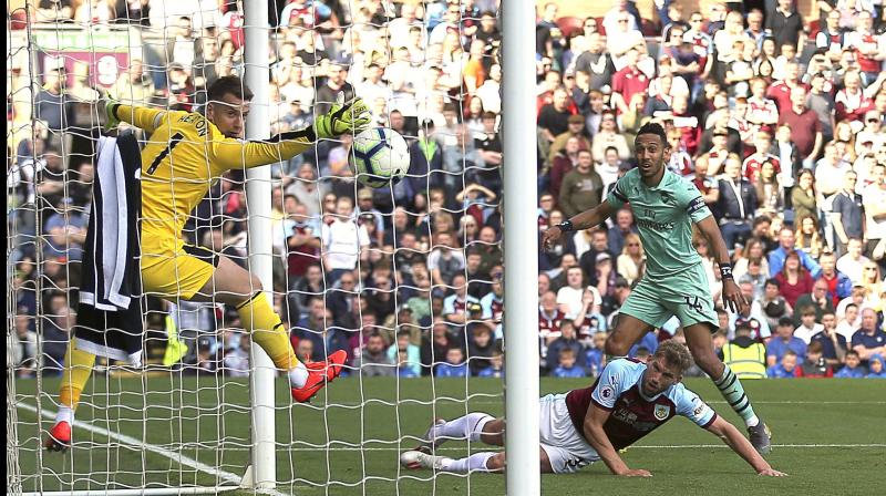 Aubameyang, who wasted another clear opportunity to add to his impressive league tally, finished with 22 goals alongside Liverpool forwards Mohamed Salah and Sadio Mane at the top of the scoring charts. (Photo: AP) Aubameyang, who wasted another clear opportunity to add to his impressive league tally, finished with 22 goals alongside Liverpool forwards Mohamed Salah and Sadio Mane at the top of the scoring charts. (Photo: AP)
