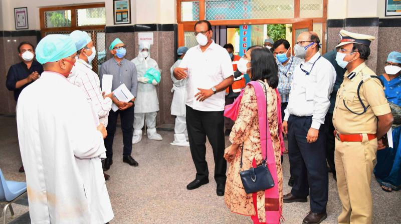 The Inter Ministerial Central Team visits King Koti Hospital in Hyderabad to assess Telduring the nationwide lockdown in wake of the coronavirus pandemic, in Hyderabad, Tuesday, April 28, 2020. (PTI)