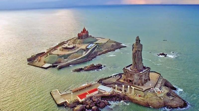 An arieal view of the Thiruvalluvar statue from the teaser video. An arieal view of the Thiruvalluvar statue from the teaser video.
