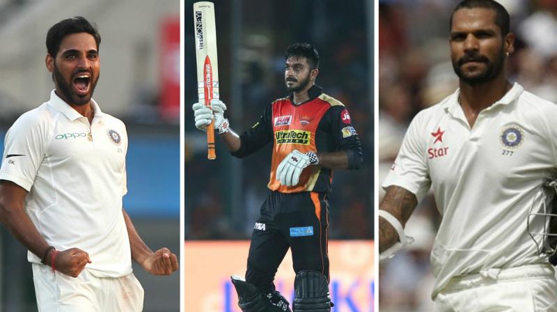 While Bhuvneshwar will not be available for the next two Tests due to his marriage, Shikhar will be available for the third Test after tending to personal matter. (Photo: BCCI / AFP) While Bhuvneshwar will not be available for the next two Tests due to his marriage, Shikhar will be available for the third Test after tending to personal matter. (Photo: BCCI / AFP)