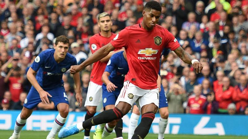 Marcus Rashford struck twice as Manchester United opened their Premier League account with a resounding 4-0 victory over Frank Lampard’s Chelsea at Old Trafford on Sunday. (Photo:AFP) Marcus Rashford struck twice as Manchester United opened their Premier League account with a resounding 4-0 victory over Frank Lampard’s Chelsea at Old Trafford on Sunday. (Photo:AFP)