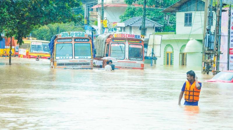 A submerged road in Nilambur, Malappuram. A submerged road in Nilambur, Malappuram.
