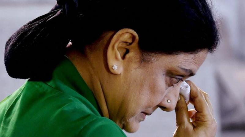 VK Sasikala has been stopped in her tracks to becoming chief minister. VK Sasikala has been stopped in her tracks to becoming chief minister.