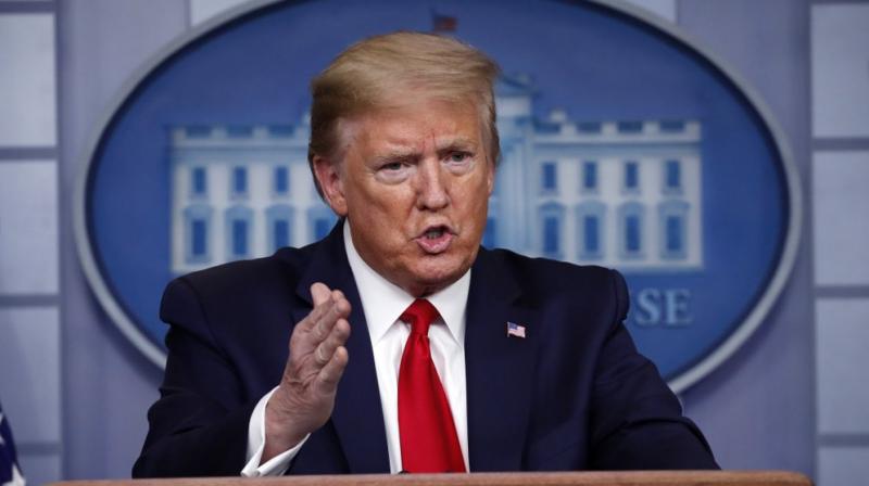 President Donald Trump speaks about the coronavirus in the James Brady Press Briefing Room of the White House, Wednesday, April 22, 2020, in Washington. (AP Photo)