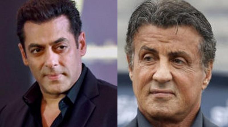 Salman Khan and Sylvester Stallone. Salman Khan and Sylvester Stallone.