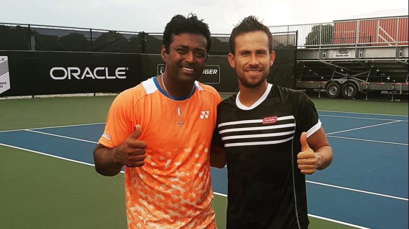 The second seeded Indo-Mexican pair of Leander Paes and Miguel Angel Reyyes-Varela, playing its second consecutive final, came from behind to beat Ariel Behar and Roberto Quiroz 4-6 6-3 10-5 in the summit clash, which lasted one hour and 26 minutes. (Photo: Twitter / Miguel Angel Reyyes-Varela) The second seeded Indo-Mexican pair of Leander Paes and Miguel Angel Reyyes-Varela, playing its second consecutive final, came from behind to beat Ariel Behar and Roberto Quiroz 4-6 6-3 10-5 in the summit clash, which lasted one hour and 26 minutes. (Photo: Twitter / Miguel Angel Reyyes-Varela)