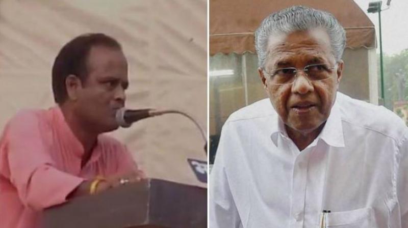 Kerala Chief Minister Pinarayi Vijayan and the RSS leader who offered bounty for his head (Photo: PTI/ANI) Kerala Chief Minister Pinarayi Vijayan and the RSS leader who offered bounty for his head (Photo: PTI/ANI)