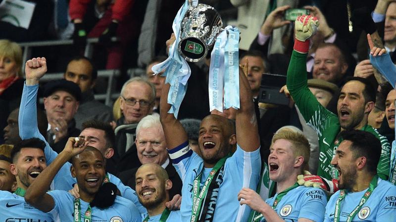 Manchester City, who will also win the Premier League title barring a monumental collapse, did not even have to hit top gear to lift the trophy for the third time in five years. (Photo: AFP) Manchester City, who will also win the Premier League title barring a monumental collapse, did not even have to hit top gear to lift the trophy for the third time in five years. (Photo: AFP)