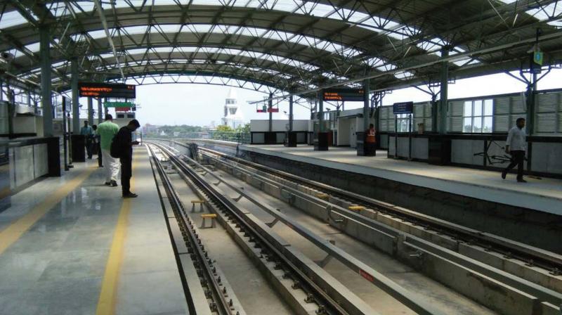 Metro station at Kalamassery. Metro station at Kalamassery.