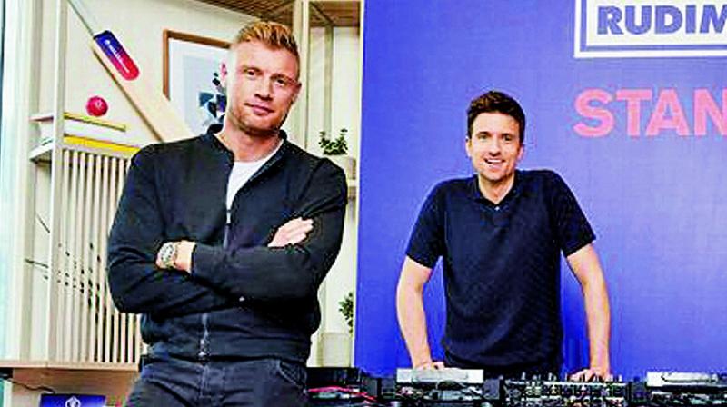 Andrew Flintoff (left) and Greg James at launch of the World Cup song. Andrew Flintoff (left) and Greg James at launch of the World Cup song.