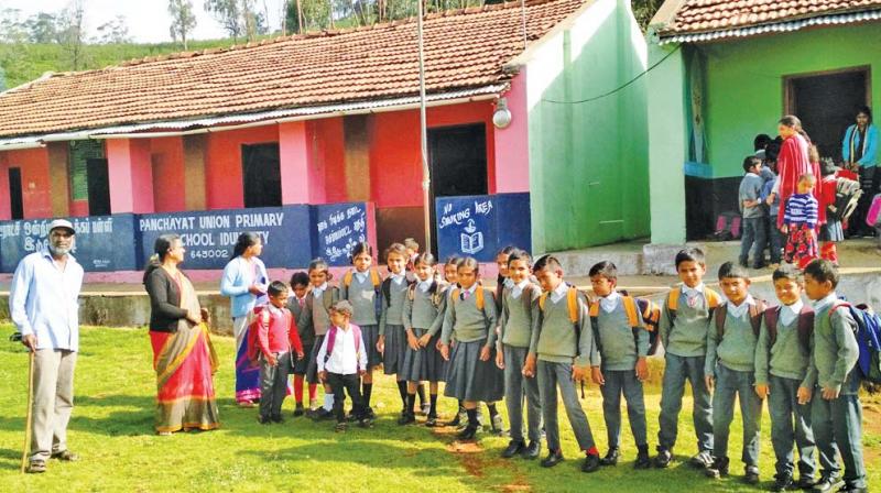 Village kids at the the panchayat union primary School at Iduhatti. Village kids at the the panchayat union primary School at Iduhatti.