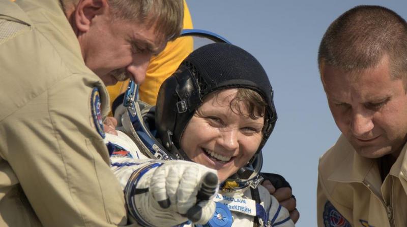 Anne McClain being helped out of the Soyuz MS-11 spacecraft just minutes after she and the other astronauts landed in a remote area near the town of Dzhezkazgan, Kazakhstan. (Photo: AFP) Anne McClain being helped out of the Soyuz MS-11 spacecraft just minutes after she and the other astronauts landed in a remote area near the town of Dzhezkazgan, Kazakhstan. (Photo: AFP)