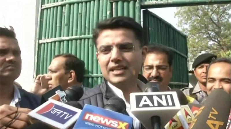 'We have full majority and will stake claim to form government in the evening. We will take along all non-BJP parties and elected members who are against BJP and are willing to support us,' Pilot said. (Photo: ANI | Twitter) 'We have full majority and will stake claim to form government in the evening. We will take along all non-BJP parties and elected members who are against BJP and are willing to support us,' Pilot said. (Photo: ANI | Twitter)