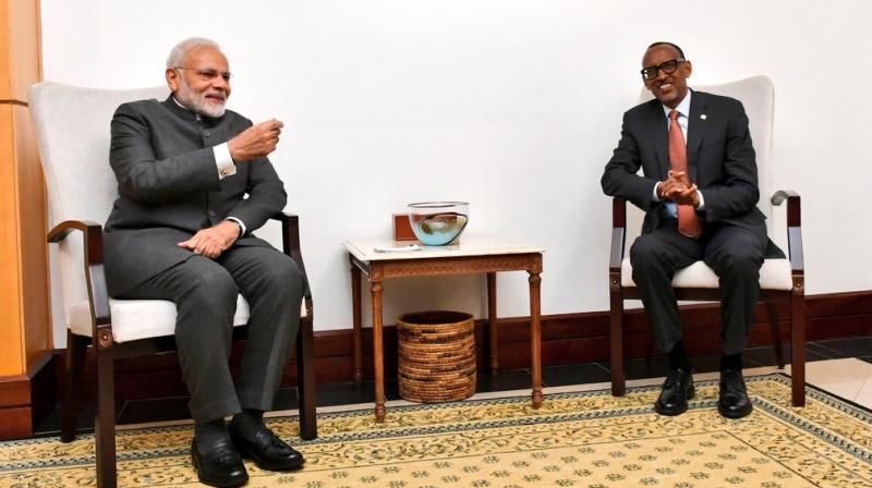 'It is a matter of honour for us that India has stood with Rwanda in their economic development journey,' PM Modi said, adding that India will continue to back Rwanda's development. (Photo: @MEAIndia | Twitter) 'It is a matter of honour for us that India has stood with Rwanda in their economic development journey,' PM Modi said, adding that India will continue to back Rwanda's development. (Photo: @MEAIndia | Twitter)
