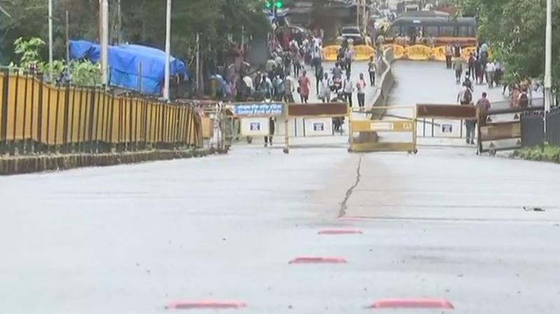The bridge connects NM Joshi Marg to Elphinstone Road and Lower Parel. (Photo: ANI | Twitter) The bridge connects NM Joshi Marg to Elphinstone Road and Lower Parel. (Photo: ANI | Twitter)