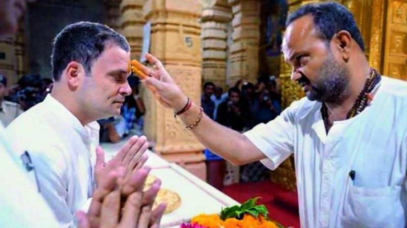 After Congress vice-president Rahul Gandhi’s visit to the famous Somnath Temple on Wednesday, the BJP sought to whip up a furore over the Congress leader’s name being entered in its “non-Hindu” visitors’ register. After Congress vice-president Rahul Gandhi’s visit to the famous Somnath Temple on Wednesday, the BJP sought to whip up a furore over the Congress leader’s name being entered in its “non-Hindu” visitors’ register.