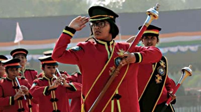 Students rehearse for Republic Day Parade at Manekshaw Parade Grounds in Bengaluru on Thursday —KPN Students rehearse for Republic Day Parade at Manekshaw Parade Grounds in Bengaluru on Thursday —KPN