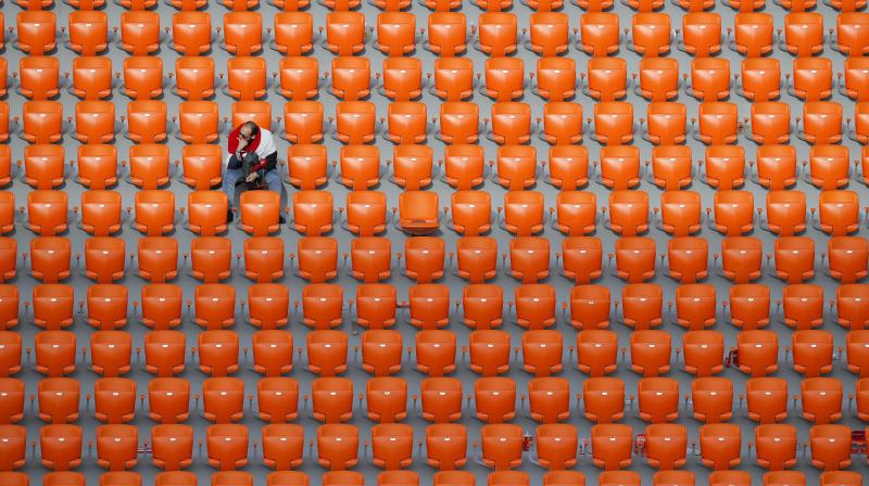 Pockets of orange seats were clearly visible in the lower tiers of the stadium which has a 33,061 capacity for World Cup games. (Photo: AP) Pockets of orange seats were clearly visible in the lower tiers of the stadium which has a 33,061 capacity for World Cup games. (Photo: AP)