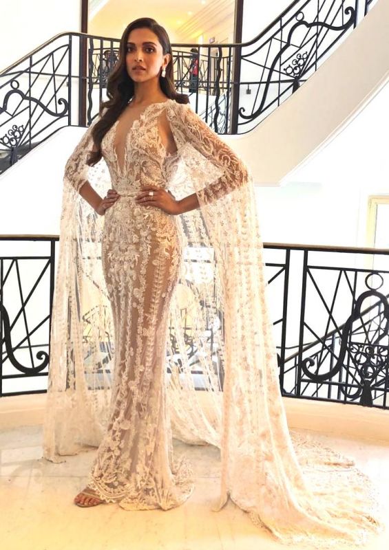 Deepika Padukone’s ethereal cape gown by Zuhair murad at the 2018 Cannes International Film Festival. (Photo: Instagram/deepikapadukone)