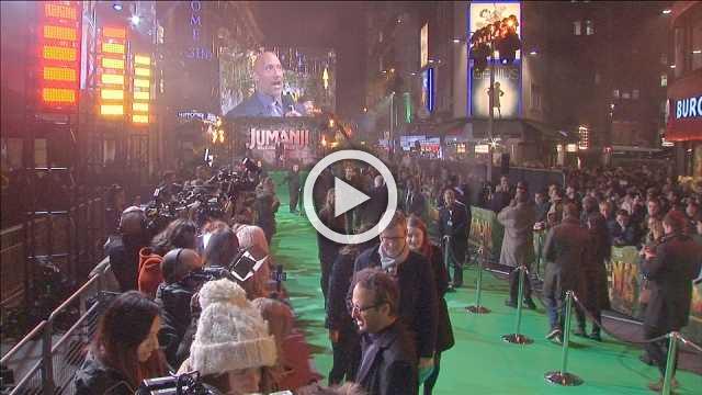 Kevin Hart jokes about Dwayne Johnson's Hollywood star at 'Jumanji' premiere