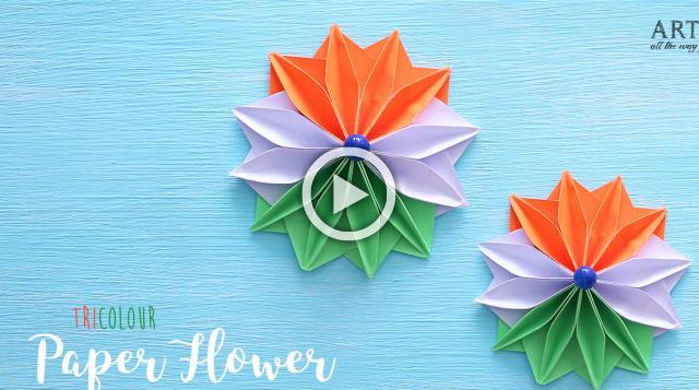 tricolour paper flowers flower making diy flower making with paper video