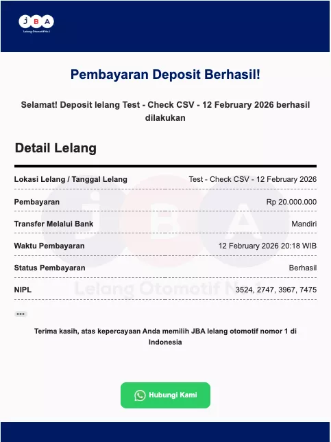 Email Deposit Berhasil