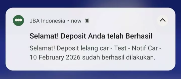 Push Notification Deposit Berhasil