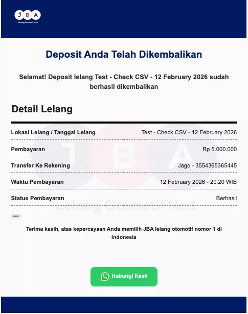 Email Pengembalian Deposit