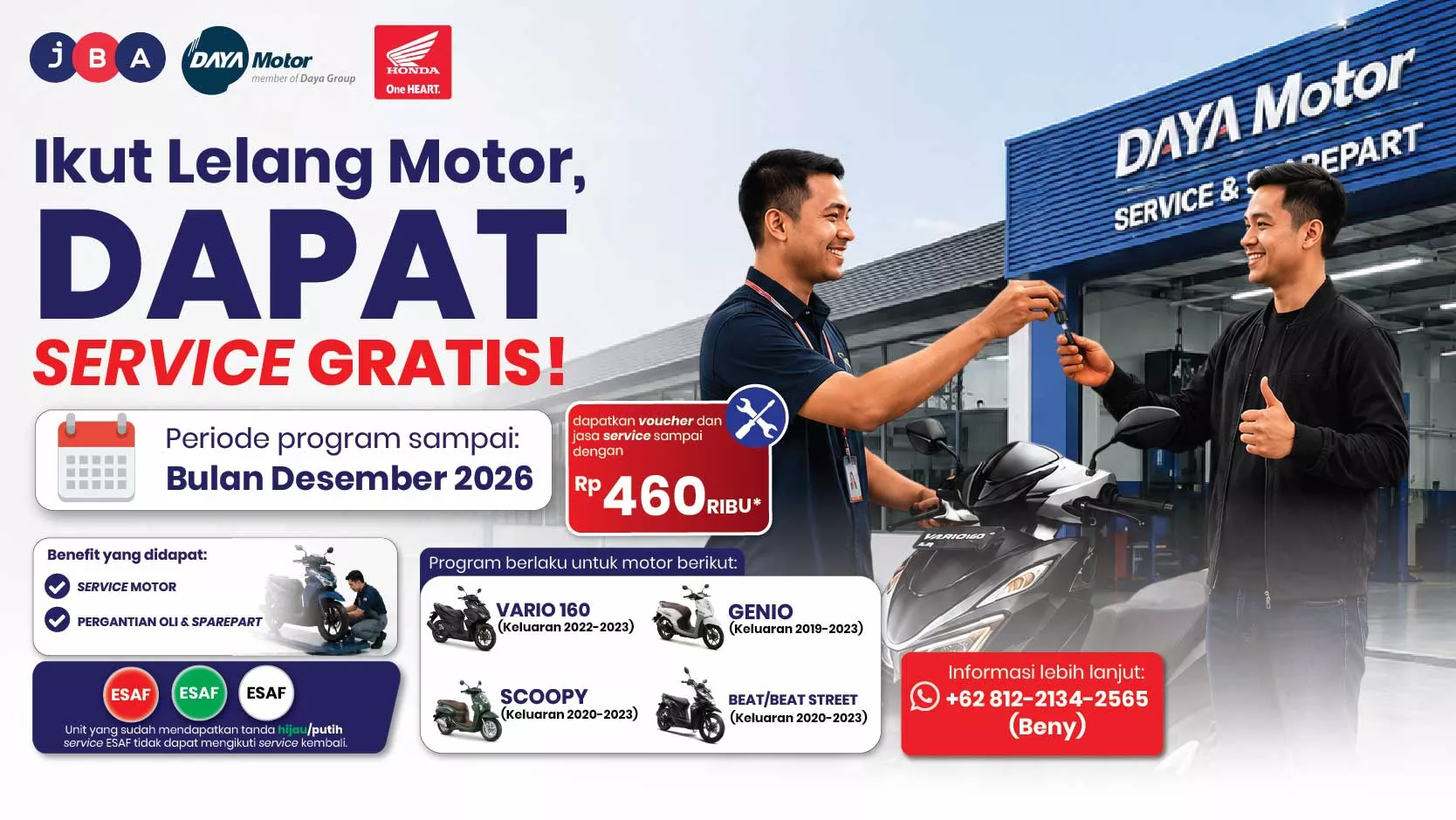 Ikut Lelang Motor di JBA, Dapat Service Gratis Hingga Rp560 Ribu!