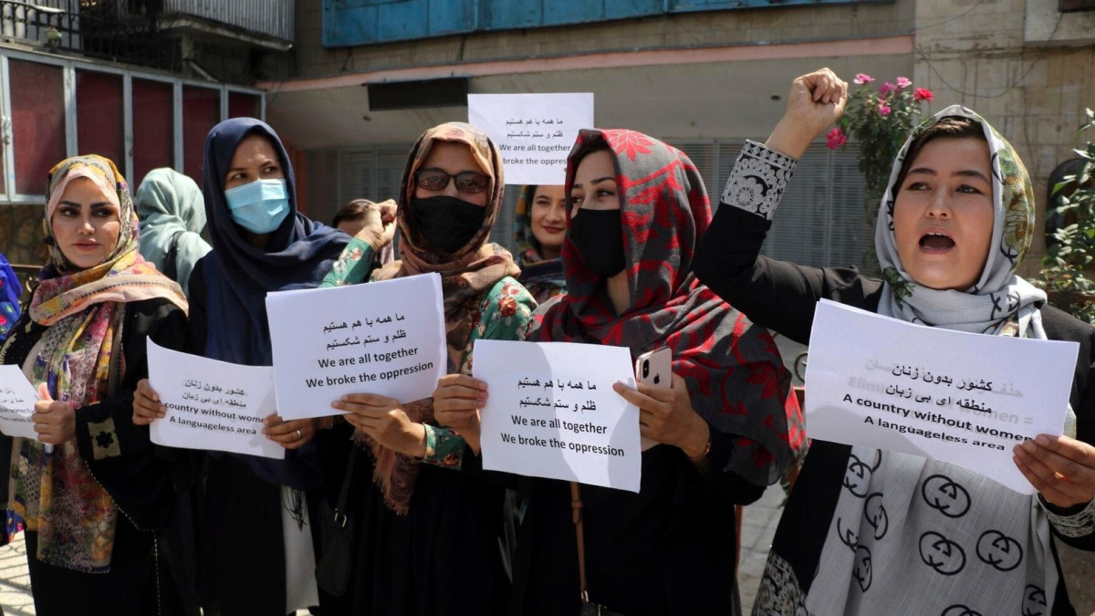 Women protesting against Taliban in Kabul