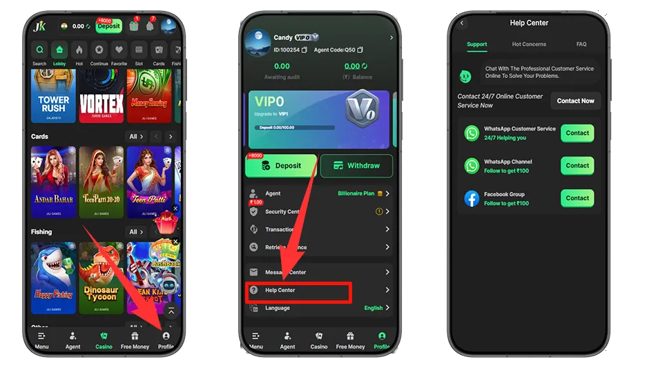 JeetKing Game In-App Support Guide