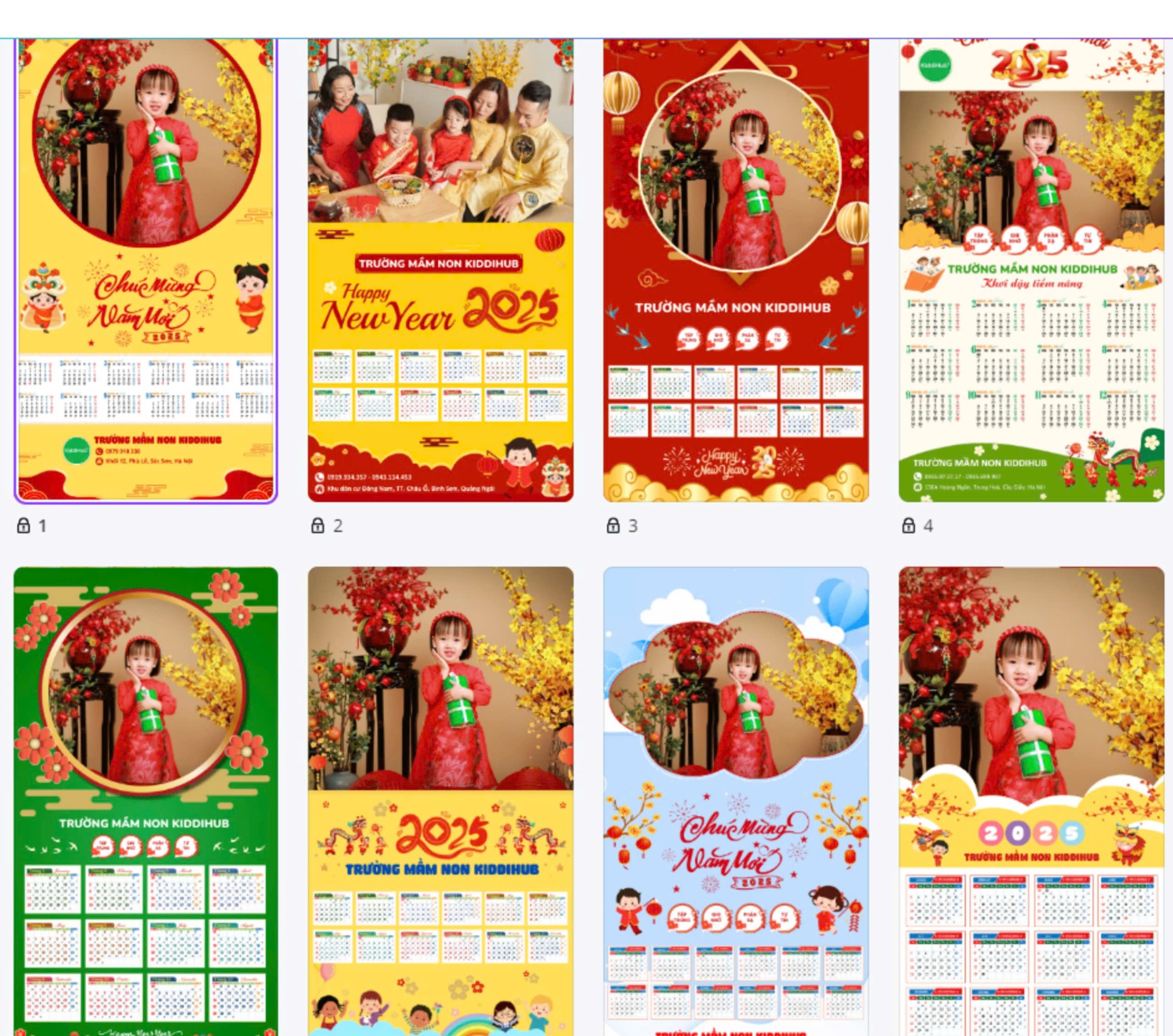 lịch Tết thiết kế riêng cho trường mầm non
