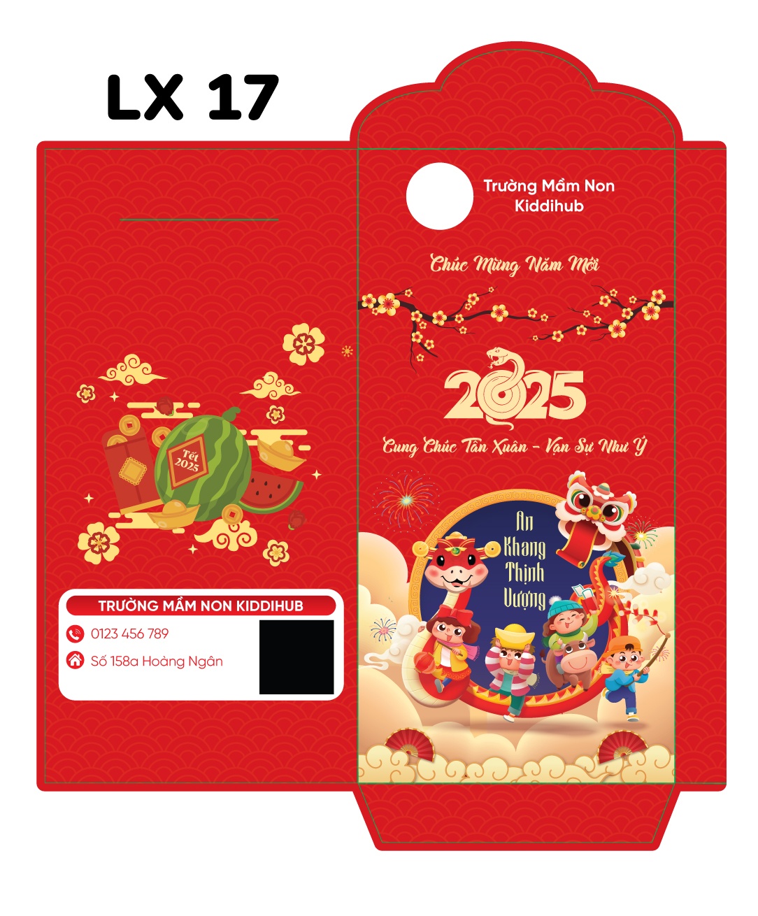 mẫu lì xì tết cho trường mầm non