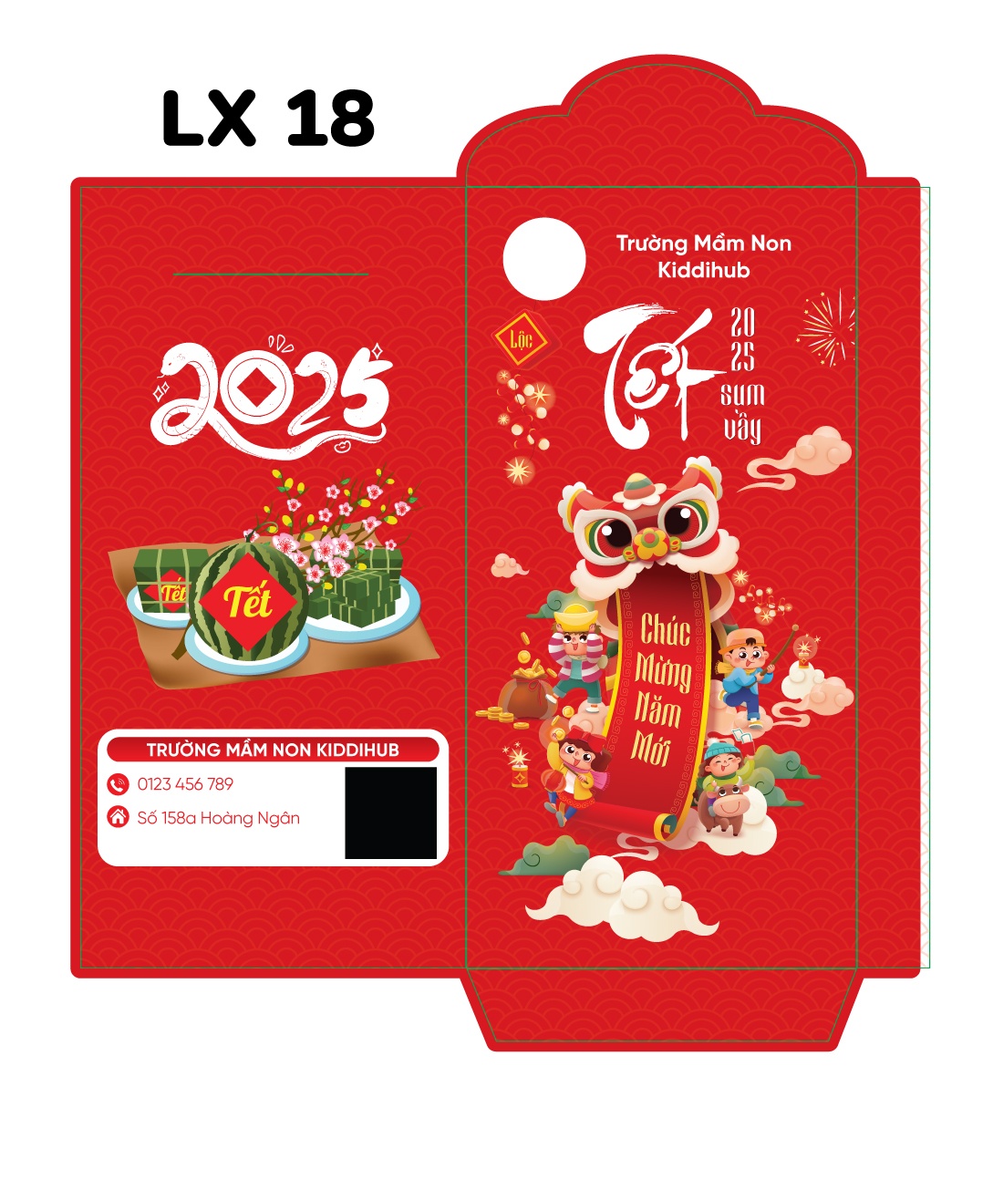 mẫu lì xì tết cho trường mầm non