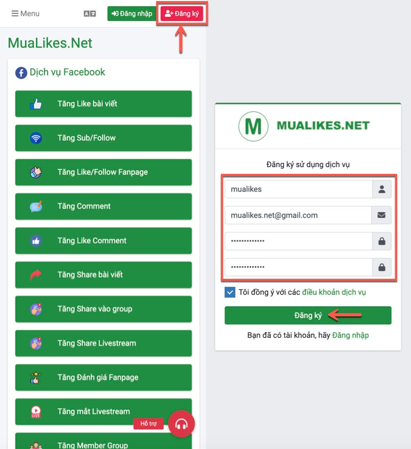 MuaLikes.Net - Hệ thống cung cấp dịch vụ tương tác MXH