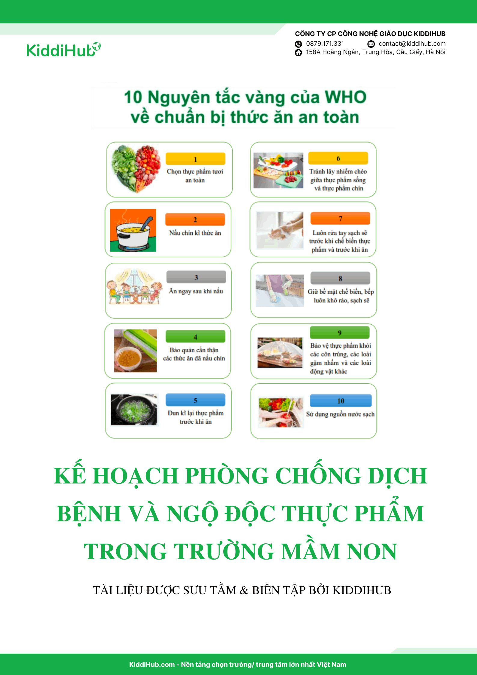 Kế hoạch phòng chống dịch bệnh và an toàn thực phẩm của KiddiHub