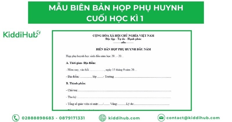8 Mẫu biên bản họp phụ huynh cuối học kì 1
