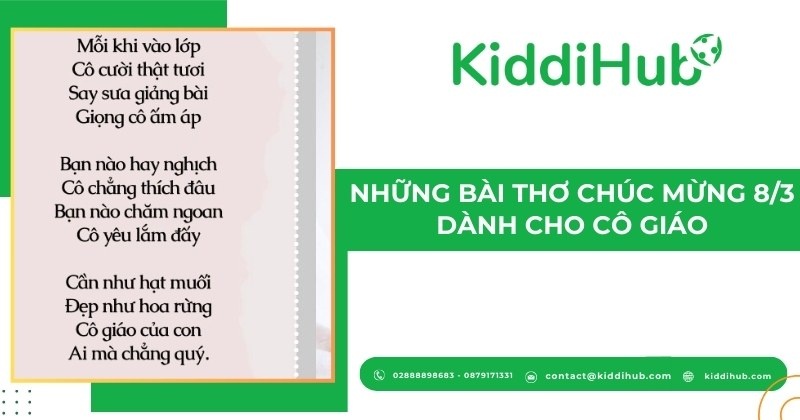 Những bài thơ chúc mừng 8/3 dành cho cô giáo